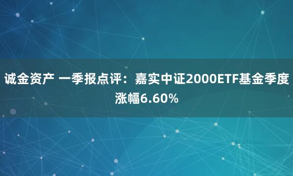 诚金资产 一季报点评：嘉实中证2000ETF基金季度涨幅6.60%